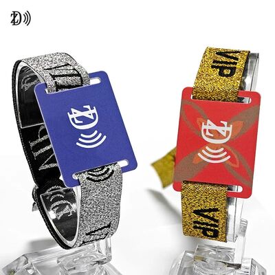 Etkinlik Partisi Erişim Kontrolü İçin Özel NFC 13.56MHz Tek Kullanımlık Kumaş Bileklik S50 Çipli RFID Bileklik